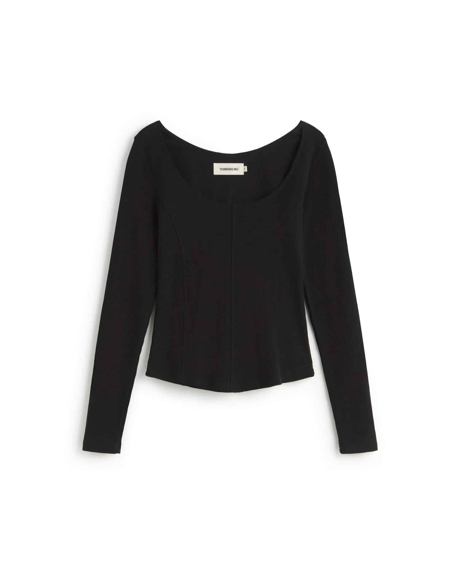 Thinking Mu - Black Hemp Nadia Top