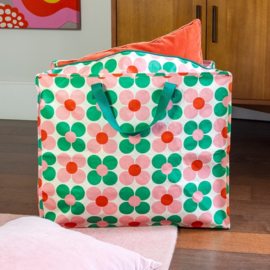 Jumbo Storage Bag Pink & Green Daisy