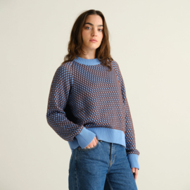 Dedicated - Husie Sweater Blue/Cappucino Brown