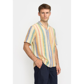 Revolution - Striped Cuban Shirt Orange