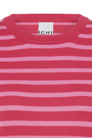 Ichi - Luls O-neck top striped azalea