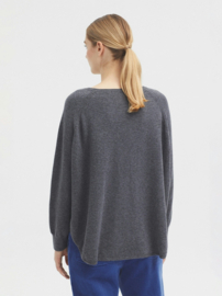Nice Things - Roundneck Cape Sweater Mid Grey