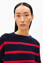 Armedangels - Merinaa Stripes Tinted Navy/Candy Apple