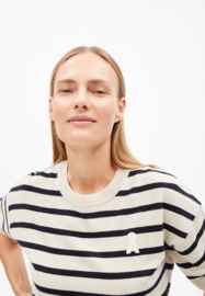 Armedangels - Lizaa Lino Top Stripes white-night sky