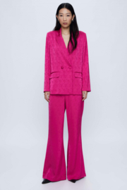 Wild Pony - Fluid Suit Pants in Pink Jaquard