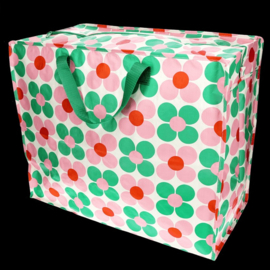 Jumbo Storage Bag Pink & Green Daisy