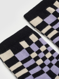 Nice Things - Multicoloured Checked Socks Black Lilac