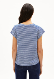 Armedangels - Oneliaa Lovely Stripes T-Shirt oatmilk/lapis