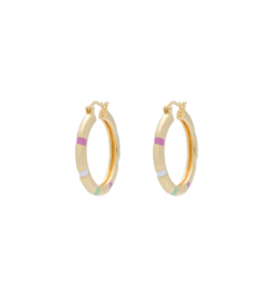 Anna + Nina - Sweet Stripe Hoop Earrings Brass Goldplated