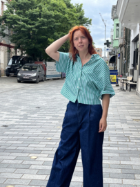 Wemoto - Sara Cotton Shirt Green Stripe
