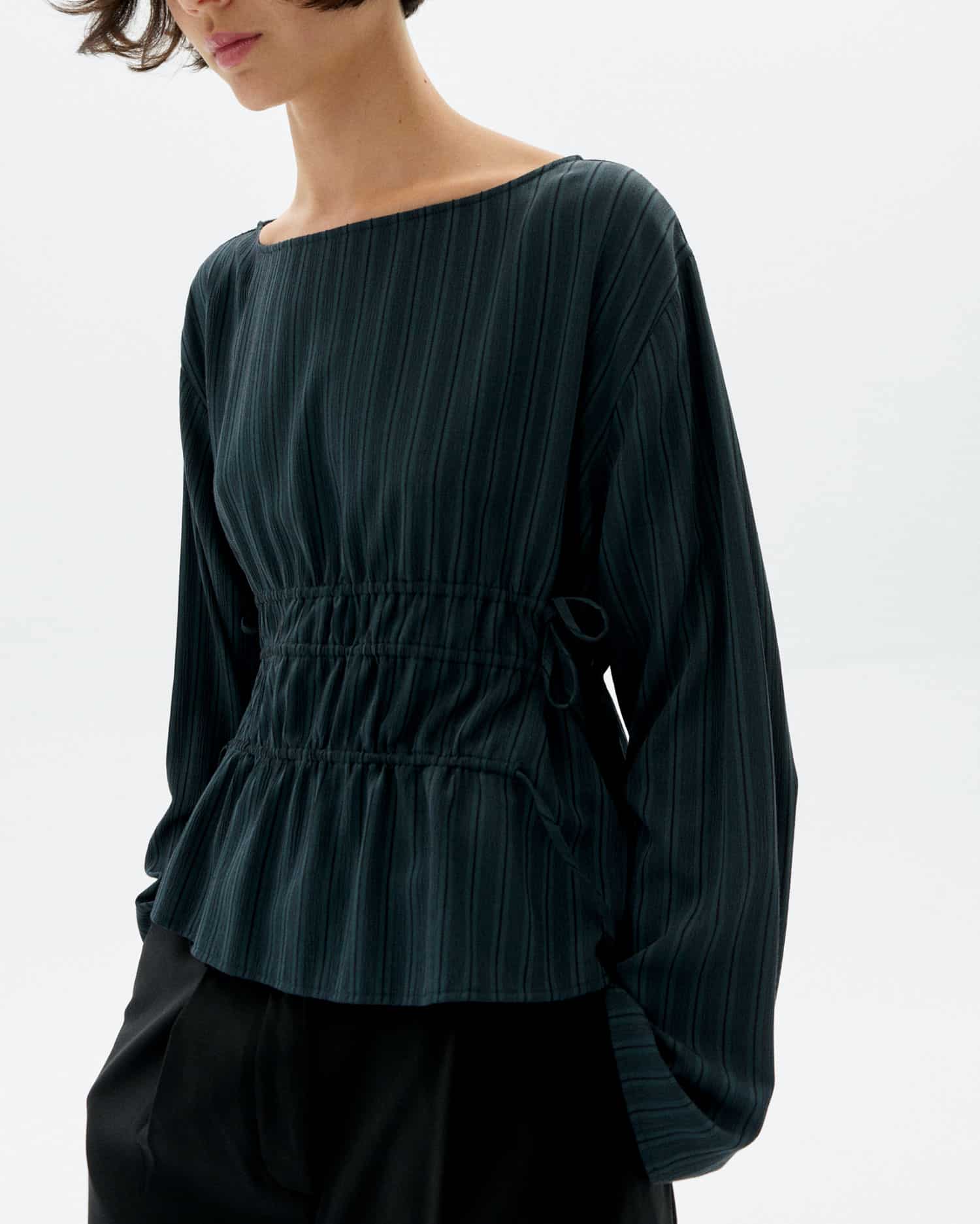 Thinking Mu - Devin Blouse dark green