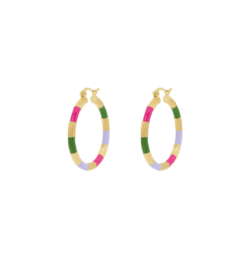 Anna + Nina - Flower Child Hoop Earrings brass goldplated