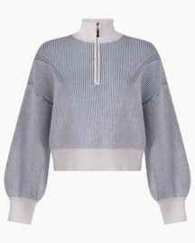 Another Label - Ceder Knitted Pull blue/offwhite