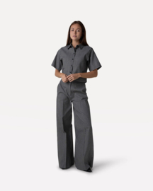 Another Label - Moore Wide Pants Black Parchment stripe