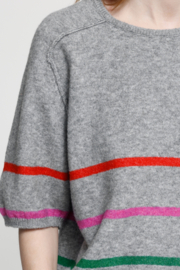 Ichi - Dasila Top grey melange with coloured stripes