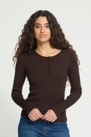 Ichi - Luls O-Neck Rib Sweater Chocolate