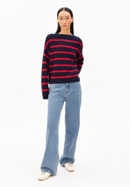 Armedangels - Merinaa Stripes Tinted Navy/Candy Apple