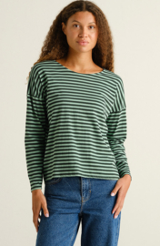 Dedicated - Shirt Humledal Stripes granite green/darkgreen