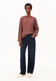 Armedangels - Frankaa Sweater Maarlen Stripe velvet red/honey reed