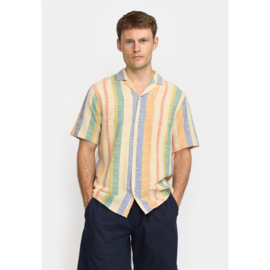 Revolution - Striped Cuban Shirt Orange