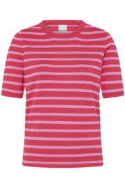 Ichi - Luls O-neck top striped azalea