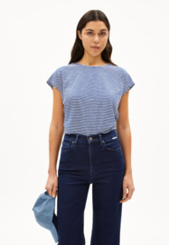 Armedangels - Oneliaa Lovely Stripes T-Shirt oatmilk/lapis