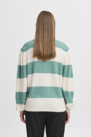 Ichi - Dusty Striped Sweater Beryl Green