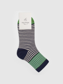 Nice Things - Multicolor Stripes Socks Navy