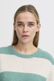 Ichi - Dusty Striped Sweater Beryl Green