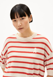 Armedangels - Lizaa Lino Top Stripes white-coral