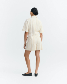 Thinking Mu - Roberta Jumpsuit Raw dappled stripes