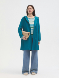 Nice Things - Hooded Trench Coat cyan blue