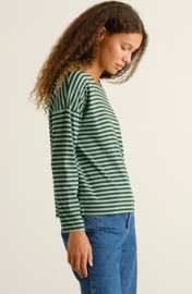 Dedicated - Shirt Humledal Stripes granite green/darkgreen