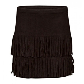 Faux suede rokje met franjes