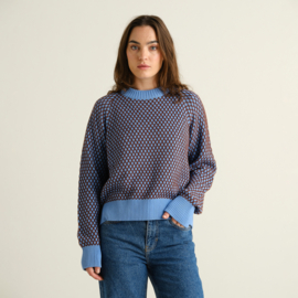 Dedicated - Husie Sweater Blue/Cappucino Brown