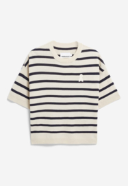 Armedangels - Lizaa Lino Top Stripes white-night sky