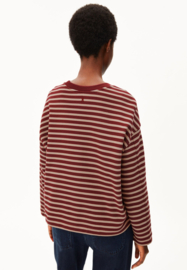 Armedangels - Frankaa Sweater Maarlen Stripe velvet red/honey reed