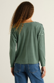 Dedicated - Shirt Humledal Stripes granite green/darkgreen