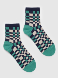 Nice Things - Multicoloured Checked Socks Navy