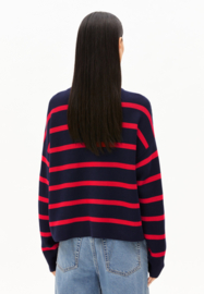 Armedangels - Merinaa Stripes Tinted Navy/Candy Apple