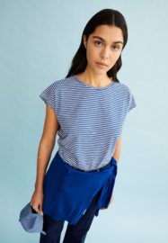 Armedangels - Oneliaa Lovely Stripes T-Shirt oatmilk/lapis