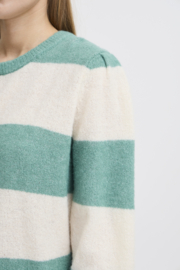 Ichi - Dusty Striped Sweater Beryl Green