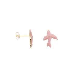 Anna + Nina - Single Turtle Dove Stud Earring pink goldplated