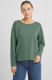 Dedicated - Shirt Humledal Stripes granite green/darkgreen