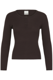 Ichi - Luls O-Neck Rib Sweater Chocolate
