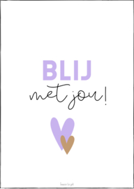 A6 kaart | lila | Blij met jou!