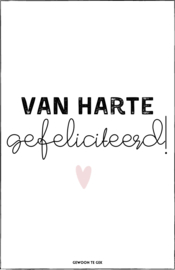 A6 kaart | van harte gefeliciteerd | roze