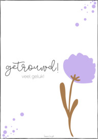 A6 kaart | lila | Getrouwd, veel geluk!