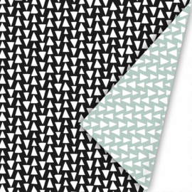 Kadopapier | triangles | zwart/wit/mint | 30 cm