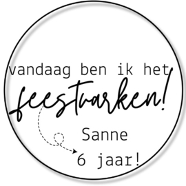Sticker verjaardag gp | mint | feestvarken
